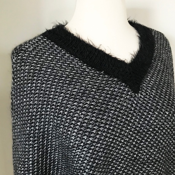 ANTHROPOLOGIE Pewter Poncho, black/grey, XS/S - Picture 4 of 7